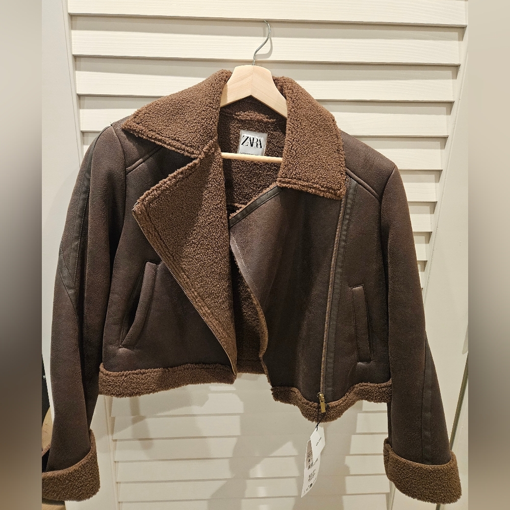 Zara NWT shearling jacket XS - Picture 6 of 11